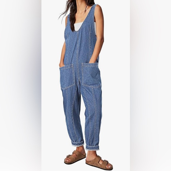 Denim jumpsuit romper size large - Picture 1 of 4